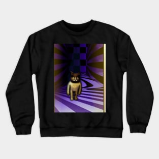 Cat Behind The Door - Psychedelic Surrealism Crewneck Sweatshirt